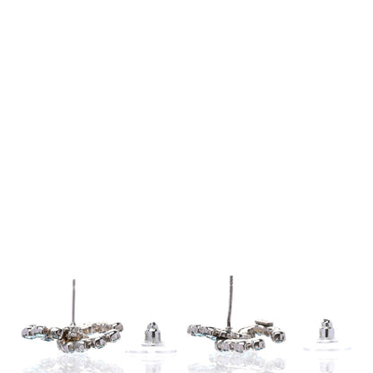 Chanel Crystal CC Earrings Silver Blue 3 of 5