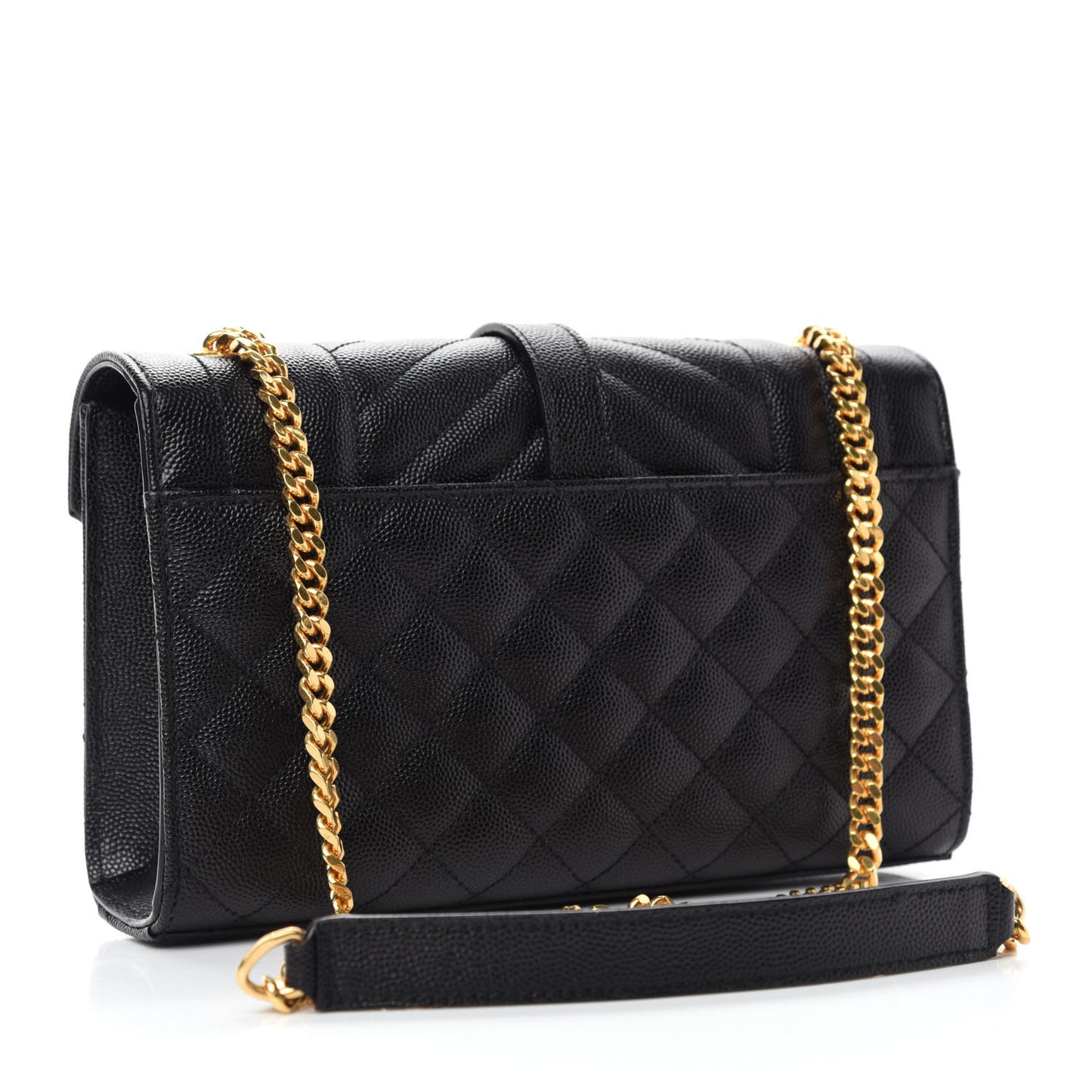 Grain De Poudre Textured Mixed Matelasse Triquilt Small Monogram Satchel Black