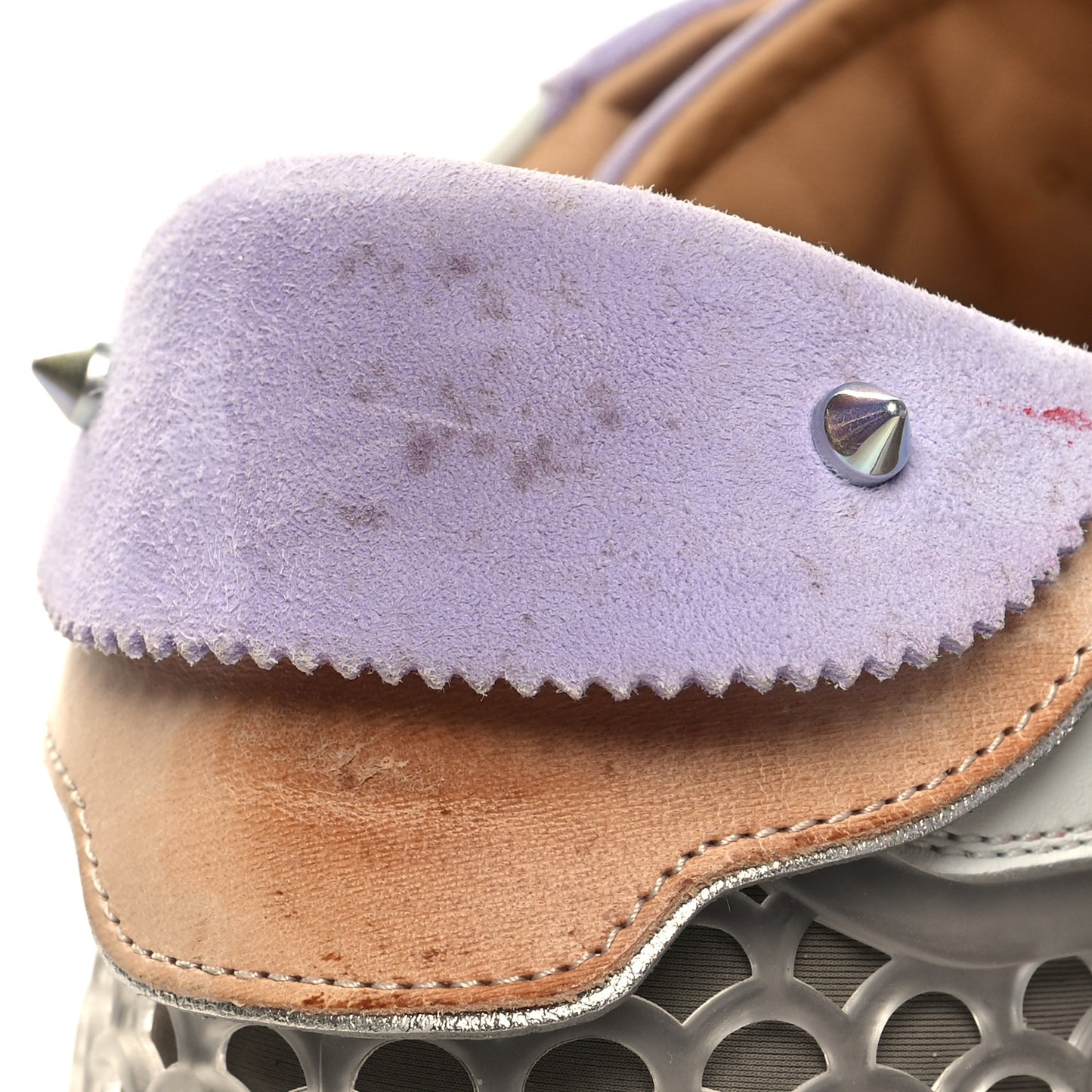 Suede Mesh Calfskin Neoprene Loubishark Sneakers 40 Lilac Smoke