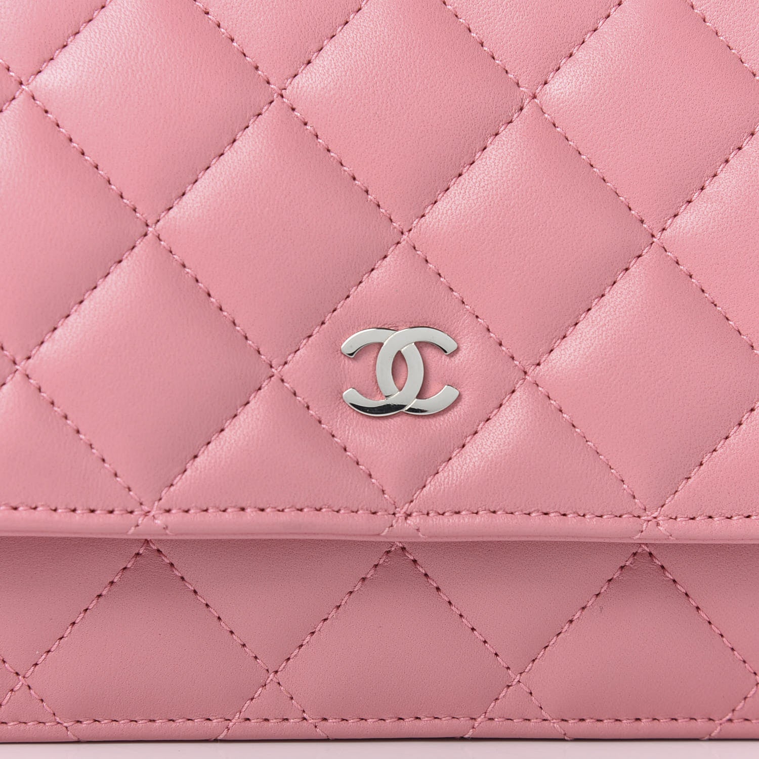Chanel Lambskin Quilted Wallet On Chain WOC Pink 8 of 9