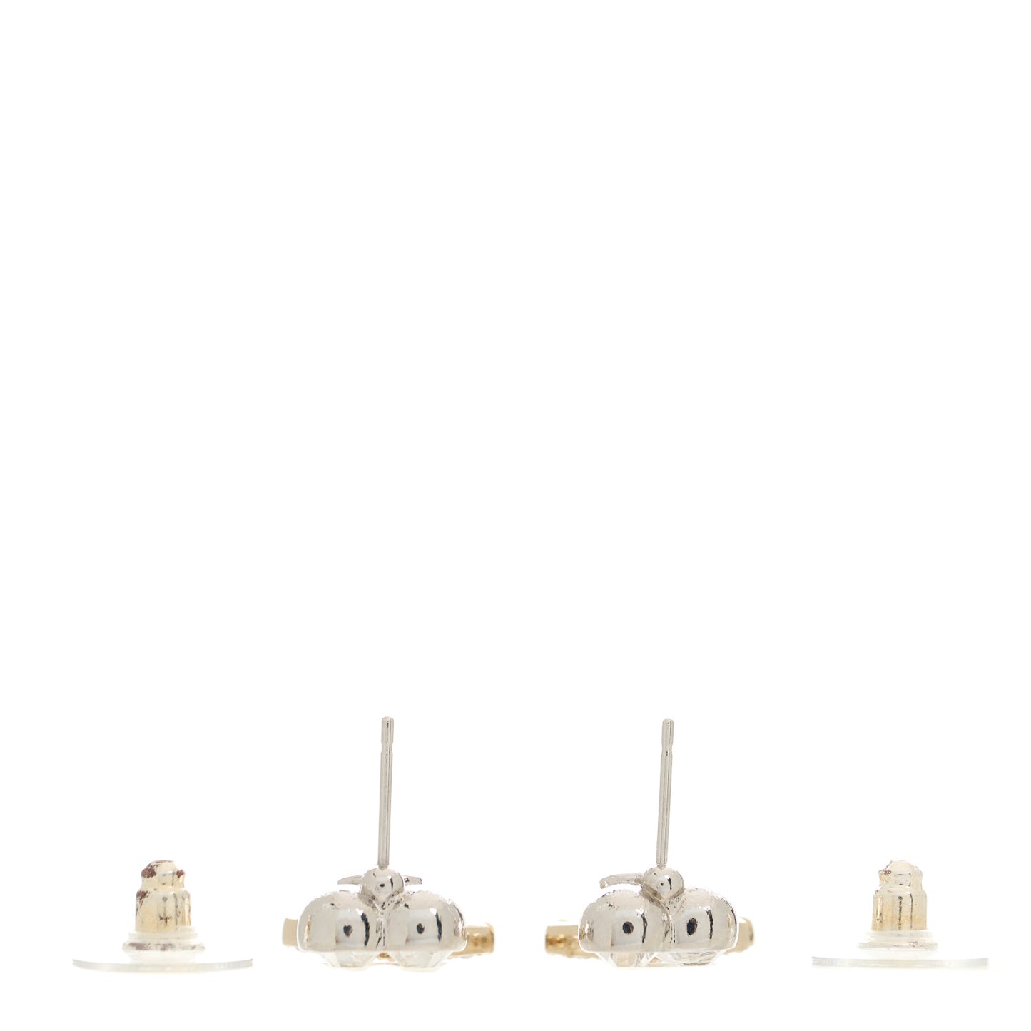 Crystal CC Heart Drop Earrings Gold Silver