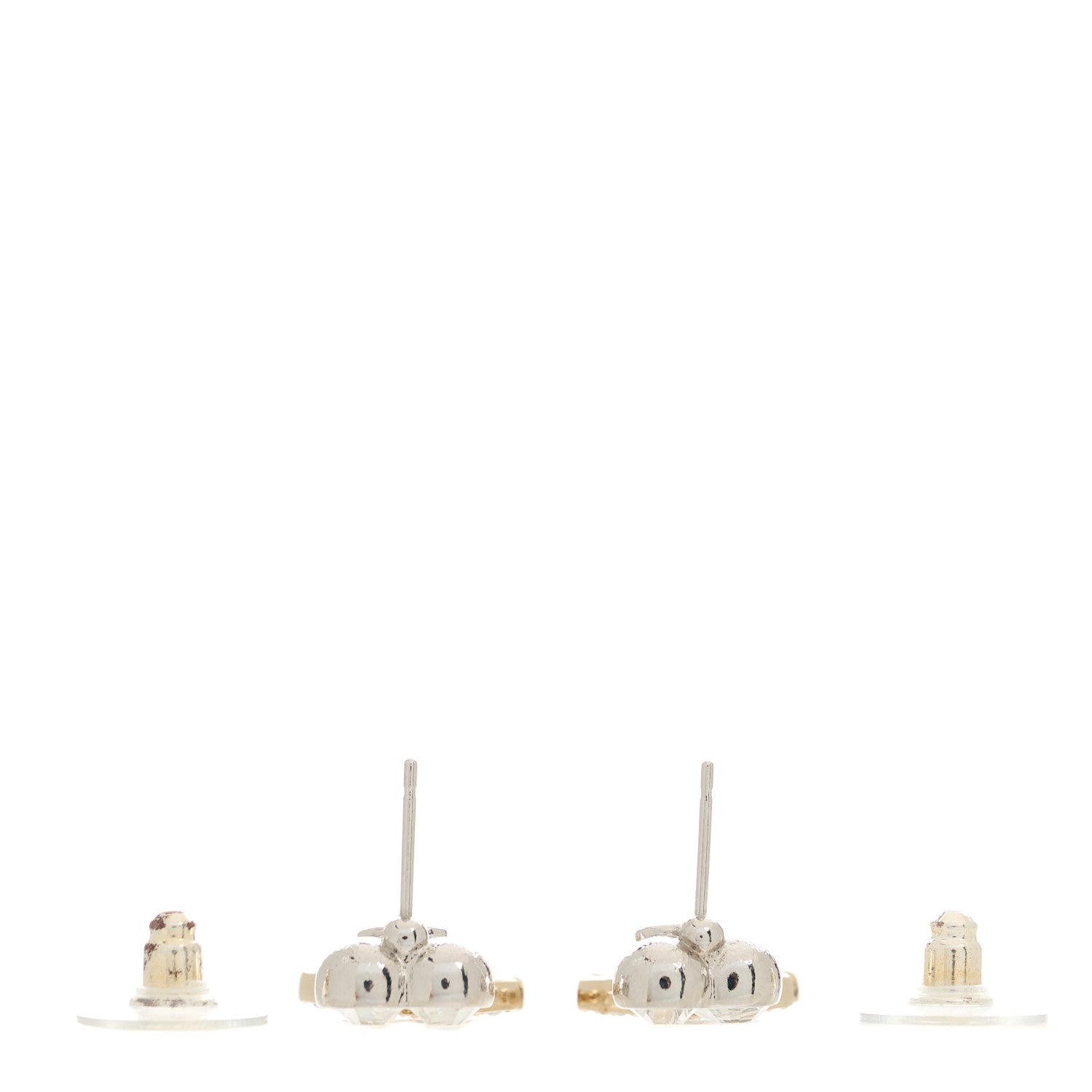 Chanel Crystal CC Heart Drop Earrings Gold Silver 3 of 5