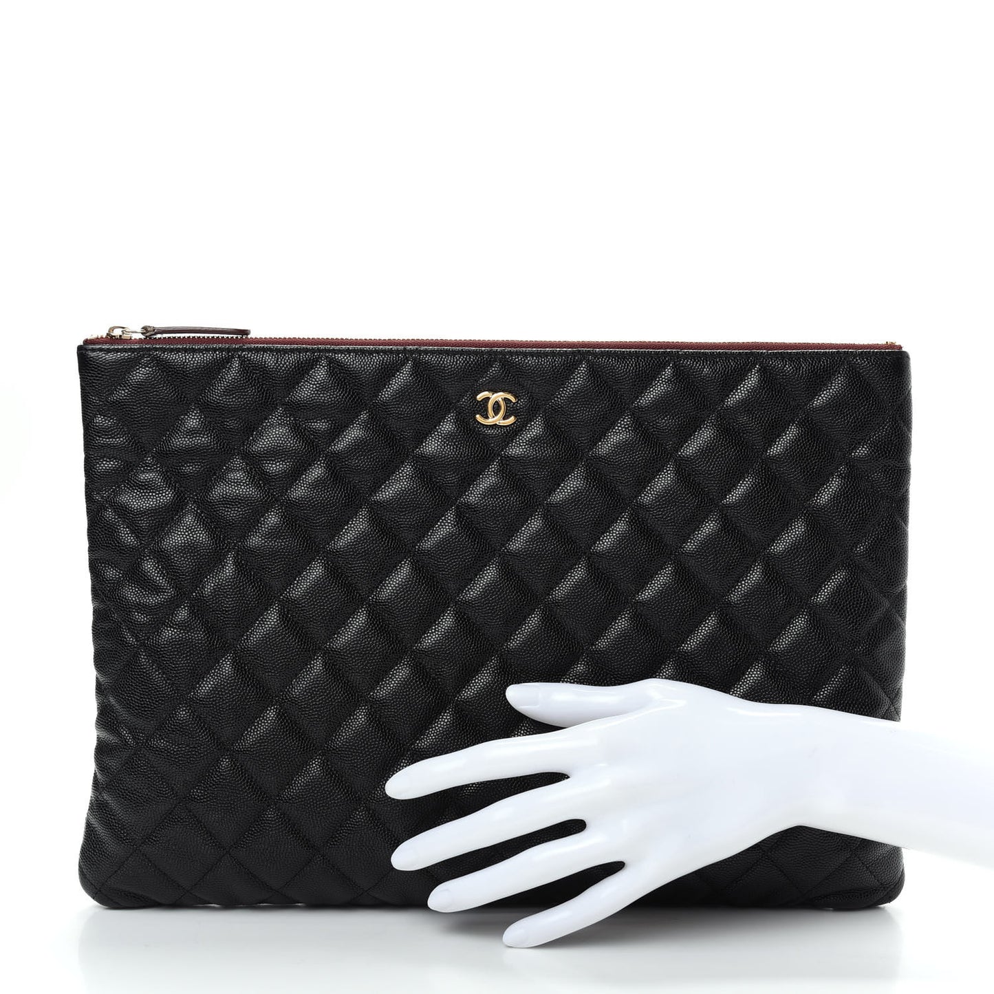 Caviar Quilted Large Cosmetic Case Black