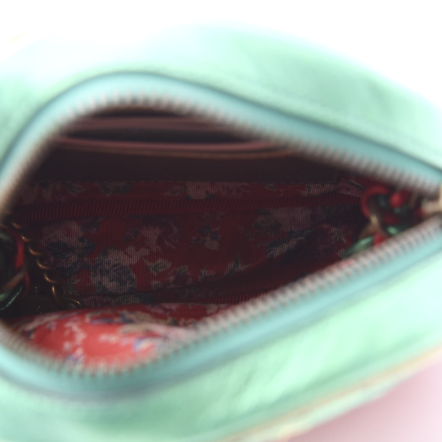 Gucci Laminated Nappa Trapuntata Mini Zumi Dome Shoulder Bag Rosso Jasmine Green Rame 4 of 11
