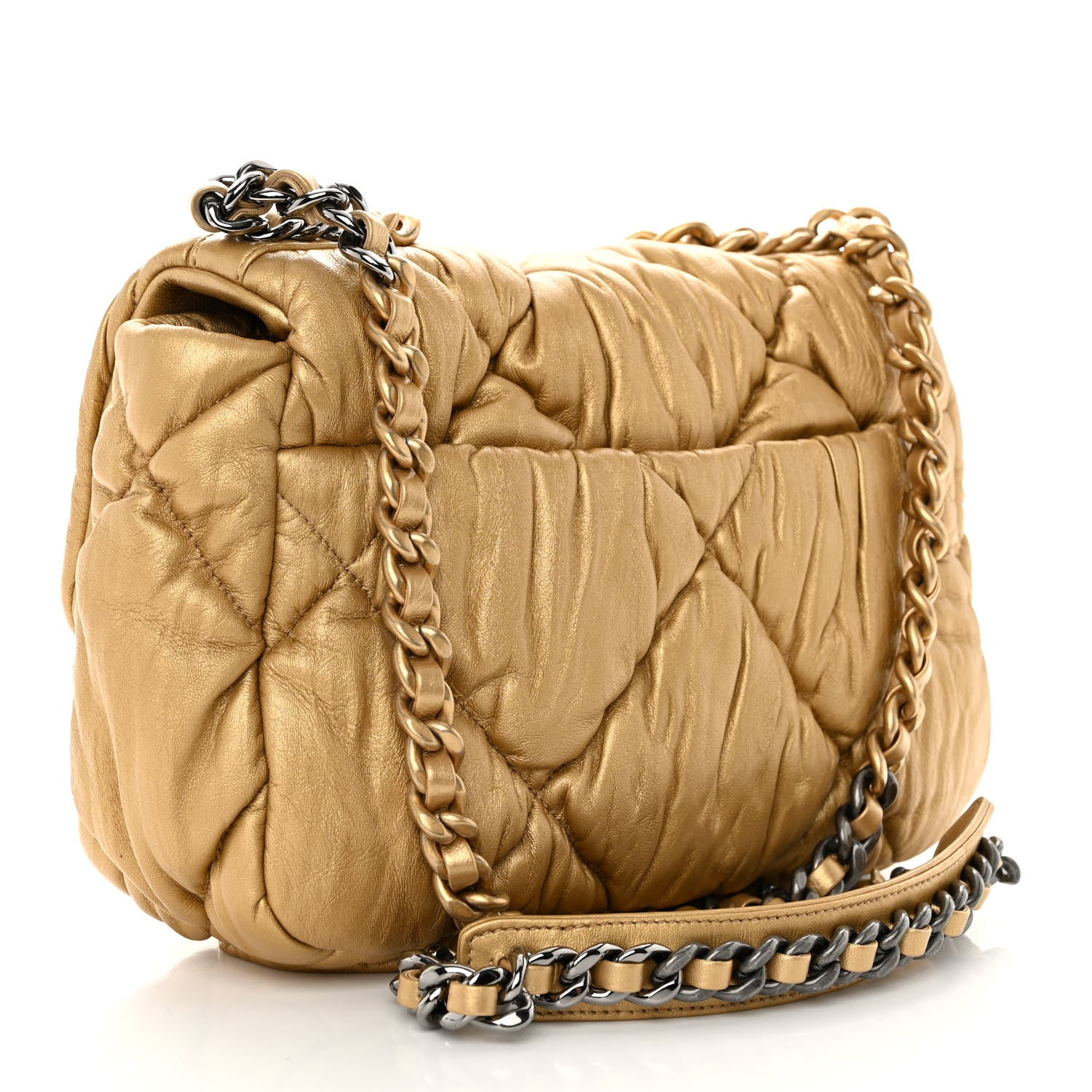 Chanel Iridescent Lambskin Quilted Medium Chanel 19 Flap Golden 3 of 10