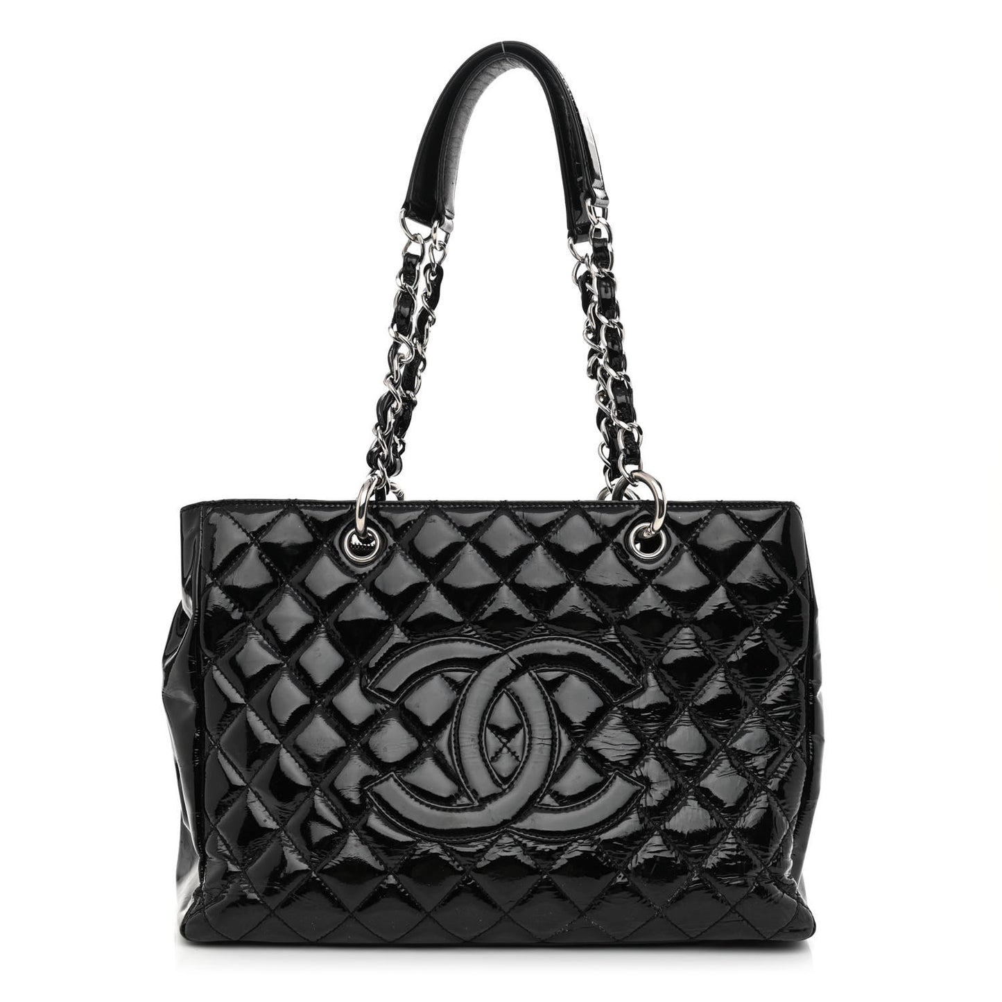 Patent Quilted Grand Shopping Tote GST Black