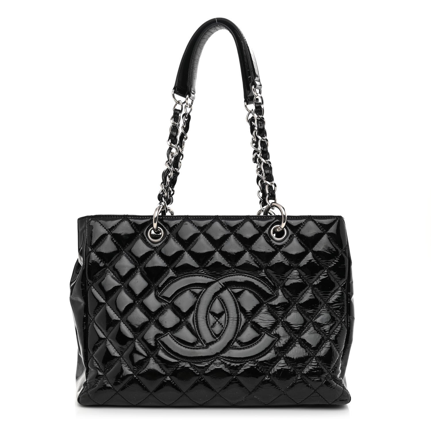 Chanel Patent Quilted Grand Shopping Tote GST Black 1 of 11