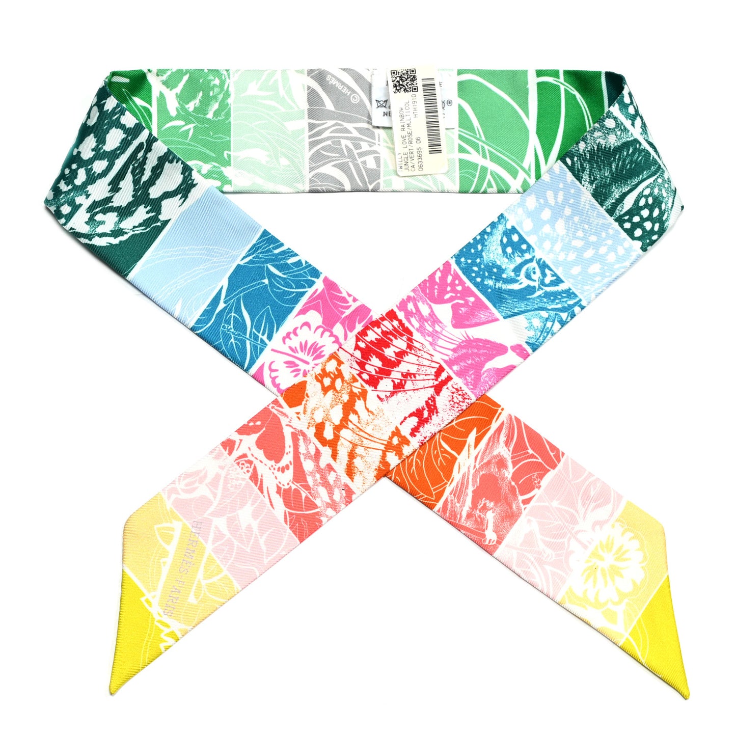 Silk Jungle Love Rainbow Twilly Vert Rose Jaune Fluo