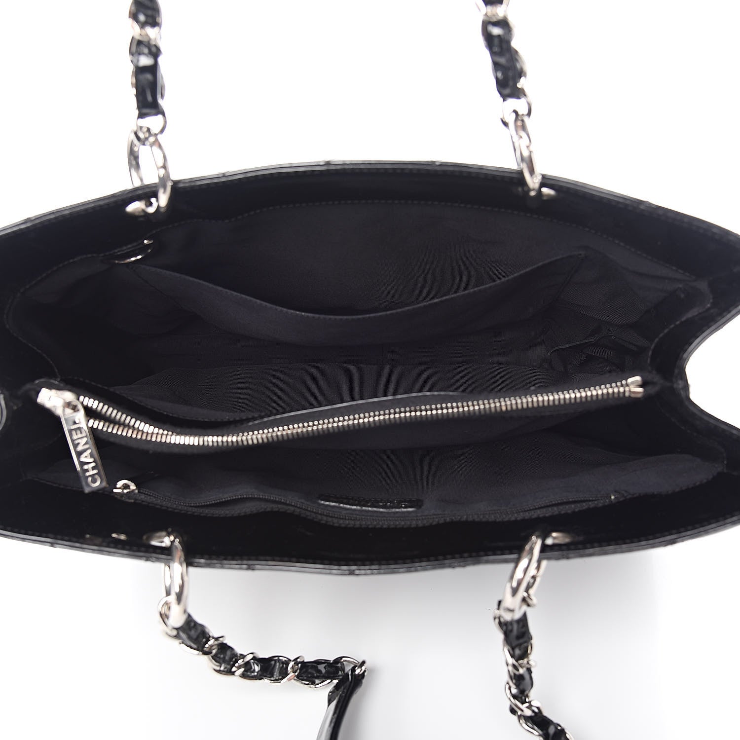 Chanel Patent Quilted Grand Shopping Tote GST Black 5 of 14
