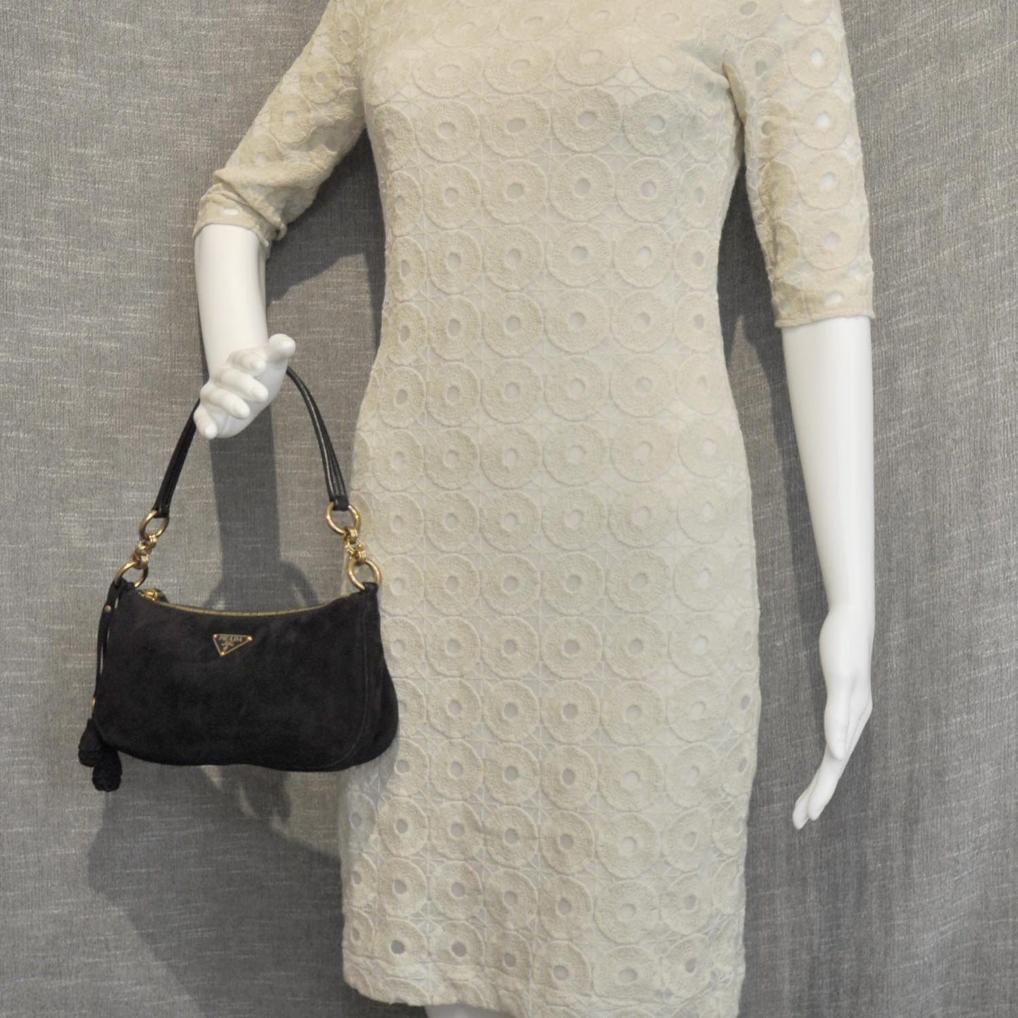 Suede Box Shoulder Bag Black