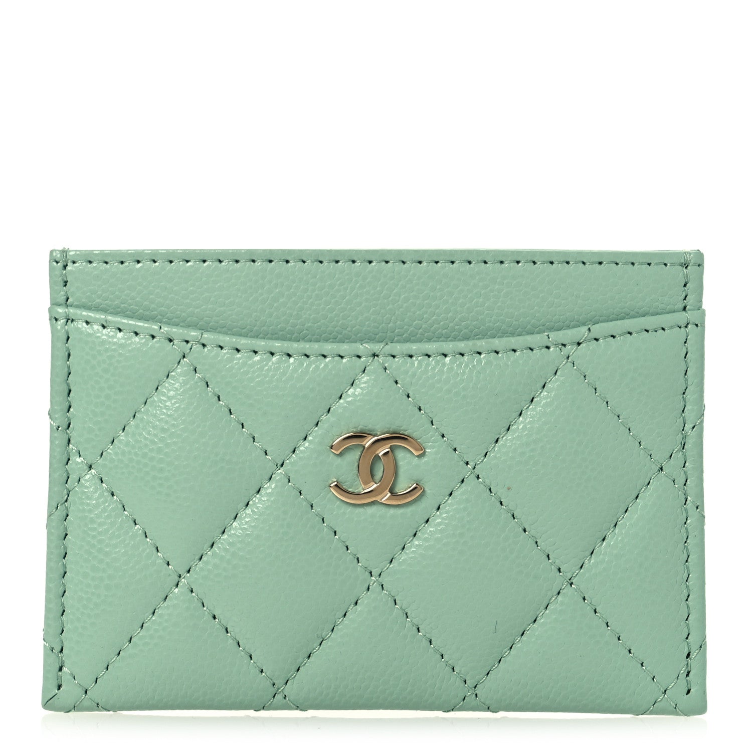 Chanel Caviar Quilted Card Holder Light Green 1 of 9
