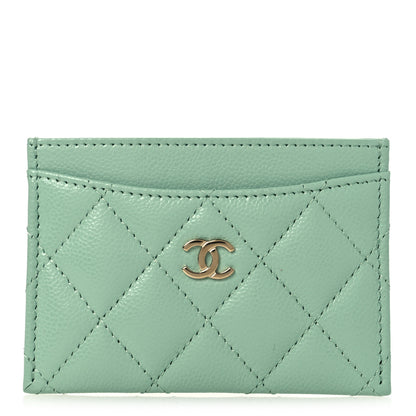 Chanel Caviar Quilted Card Holder Light Green 1 of 9