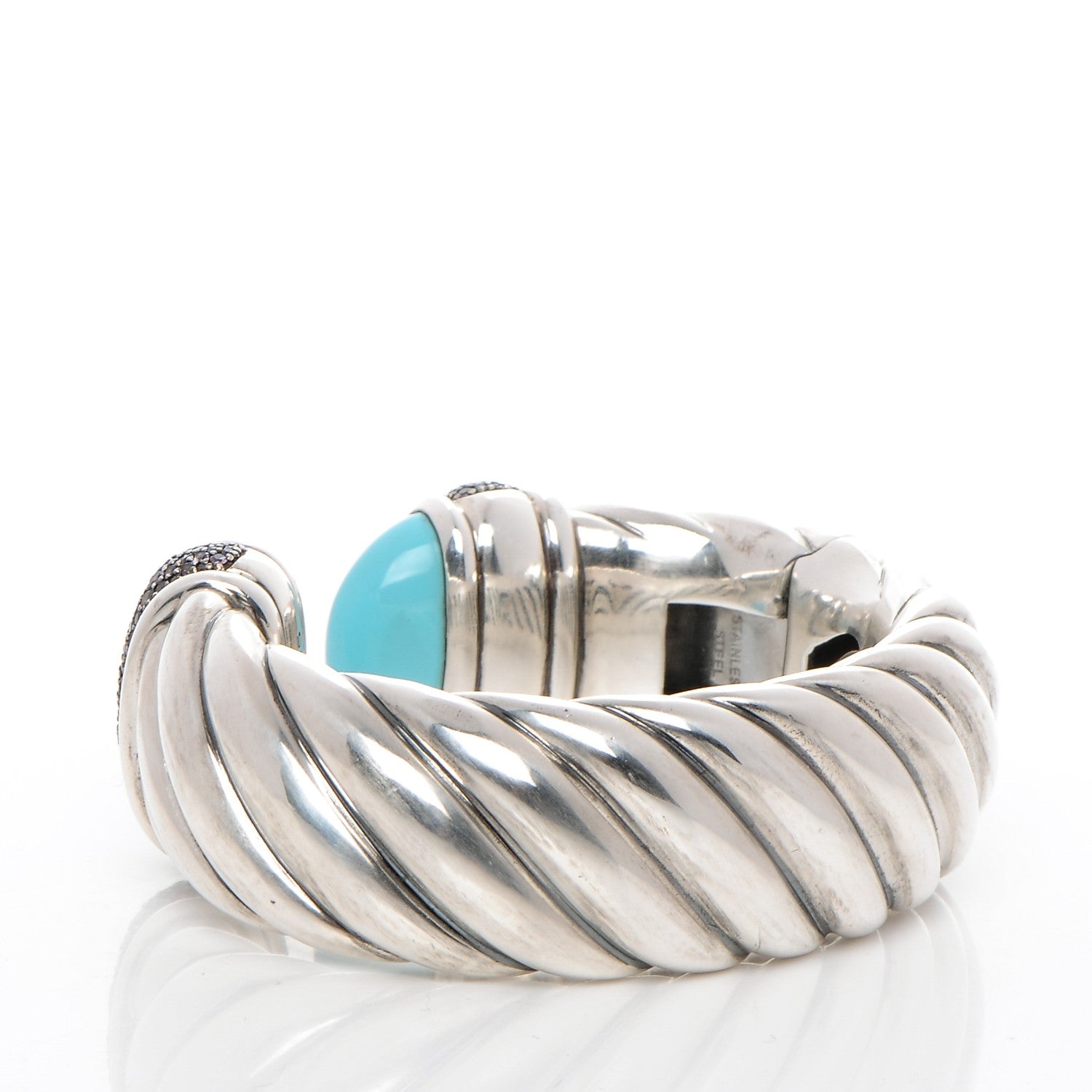 David Yurman Sterling Silver Amethyst Turquoise 25mm Waverly Bracelet 3 of 6