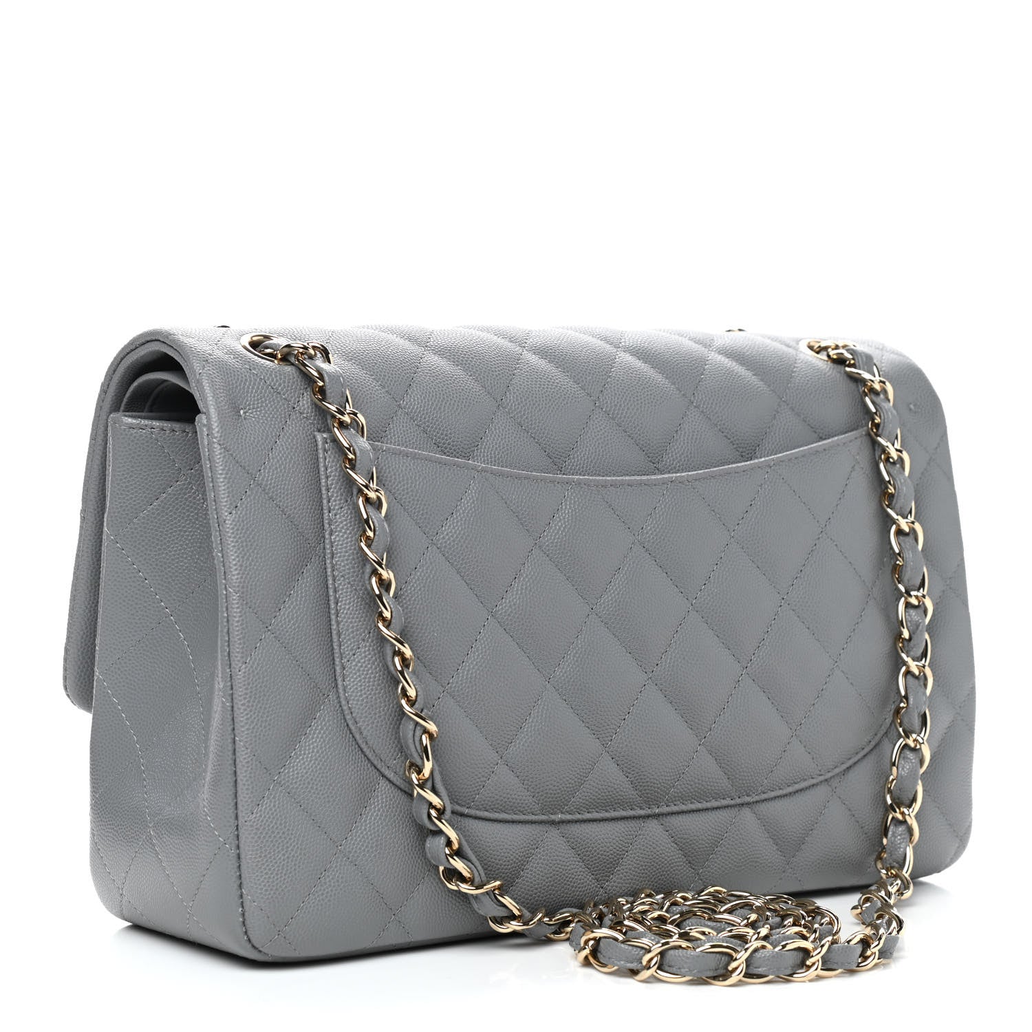 Chanel Caviar Quilted Jumbo Double Flap Grey 3 of 9