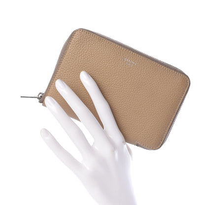 Celine Drummed Calfskin Medium Zip Around Multifunction Wallet Dune 2 of 7