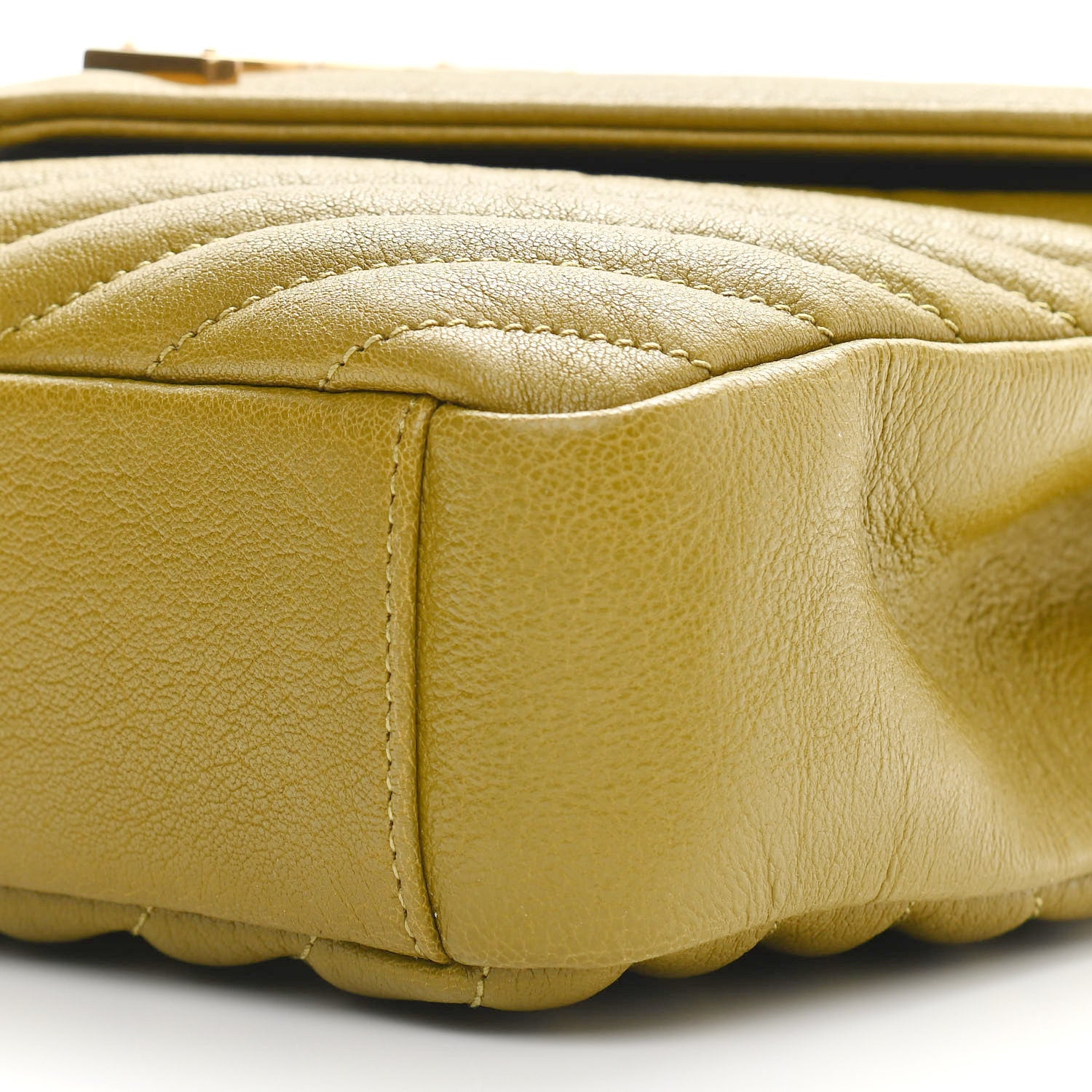 Saint Laurent Sheepskin Matelasse Chevron Monogram Medium College Bag Olive 9 of 10