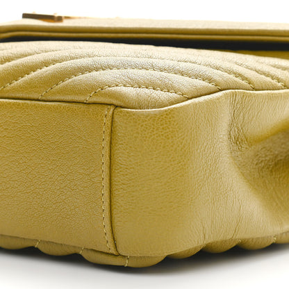 Saint Laurent Sheepskin Matelasse Chevron Monogram Medium College Bag Olive 9 of 10