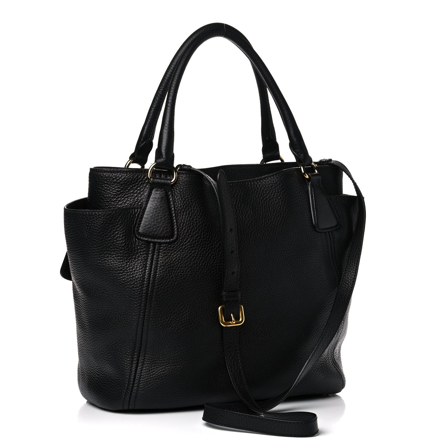 Vitello Daino Side Pocket Tote Black