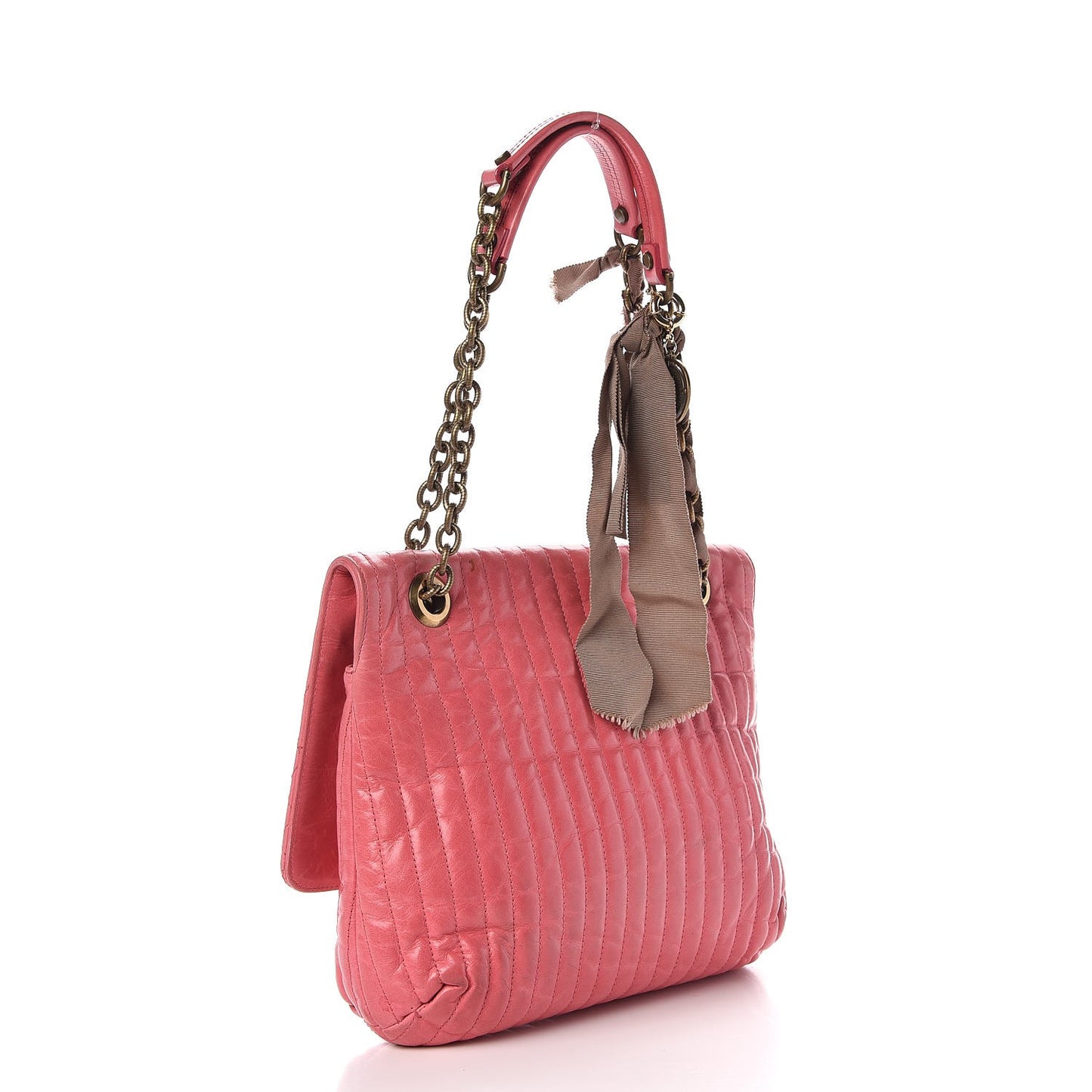 Calfskin Quilted Large Happy Shoulder Bag Rose