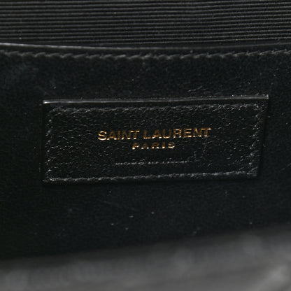 Saint Laurent Grain De Poudre Textured Mixed Matelasse Triquilt Medium Monogram Satchel Black 6 of 8