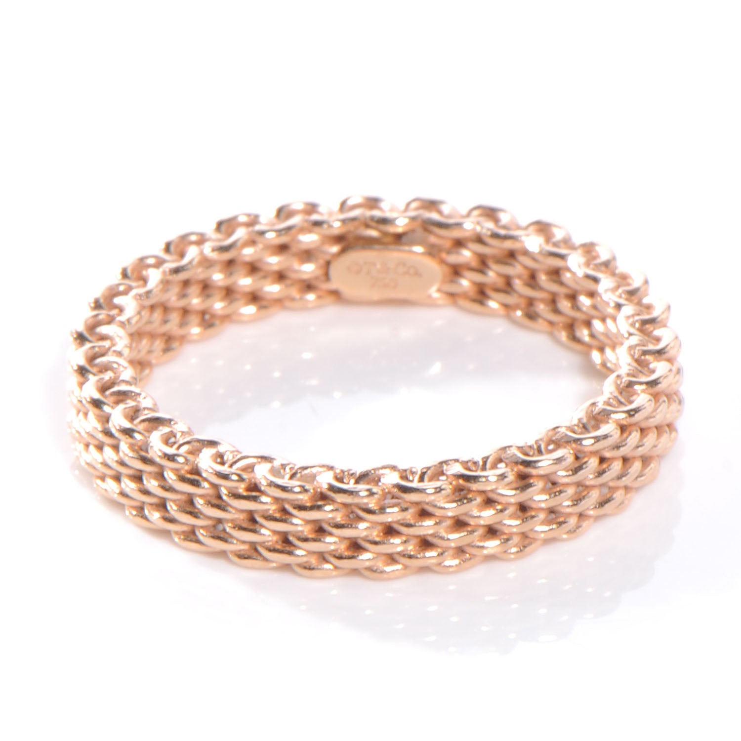 Tiffany 18k Rose Gold Narrow Mesh Somerset Ring 6.5 3 of 4