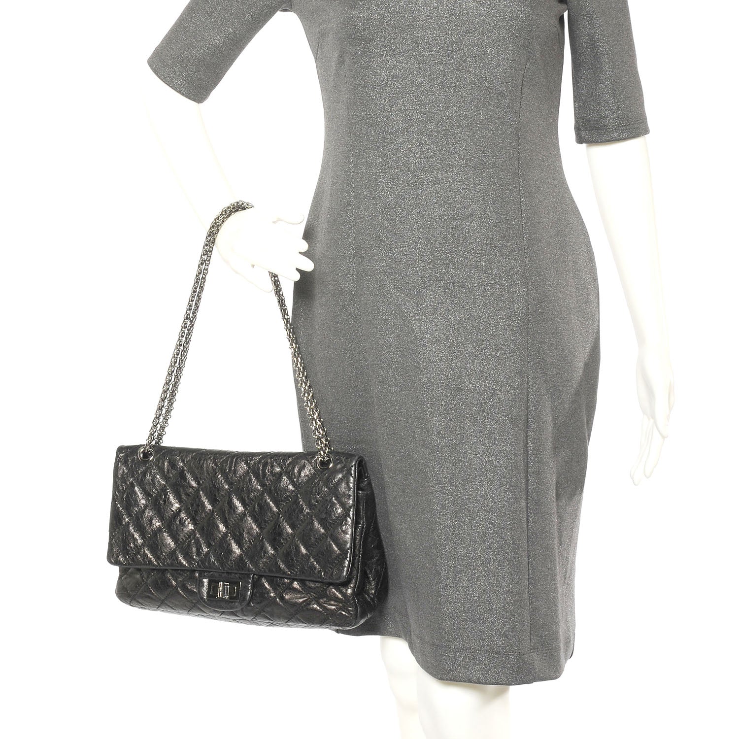 Chanel Aged Calfskin 2.55 Reissue 227 Flap Metallic Grey 3 of 7