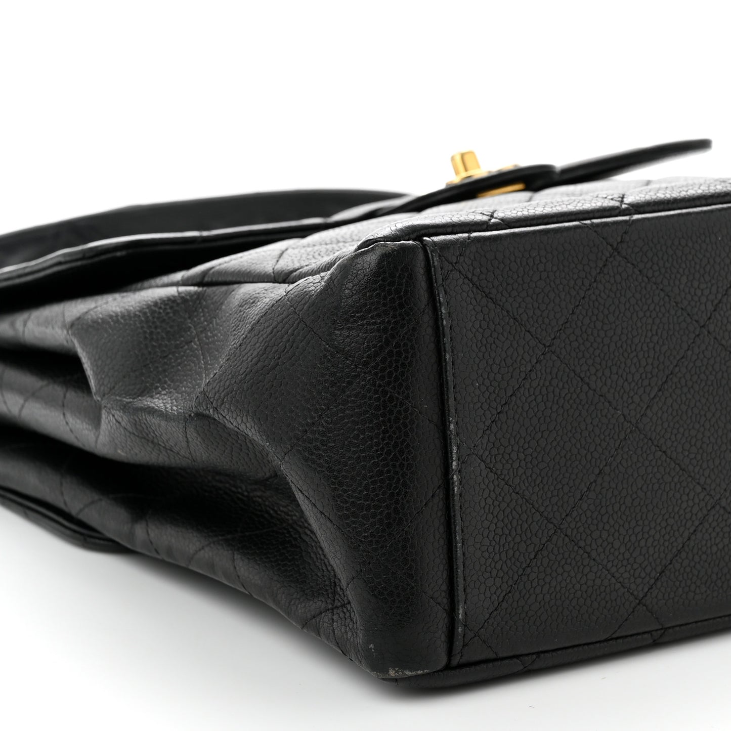 Caviar Quilted Medium Kelly Flap Black