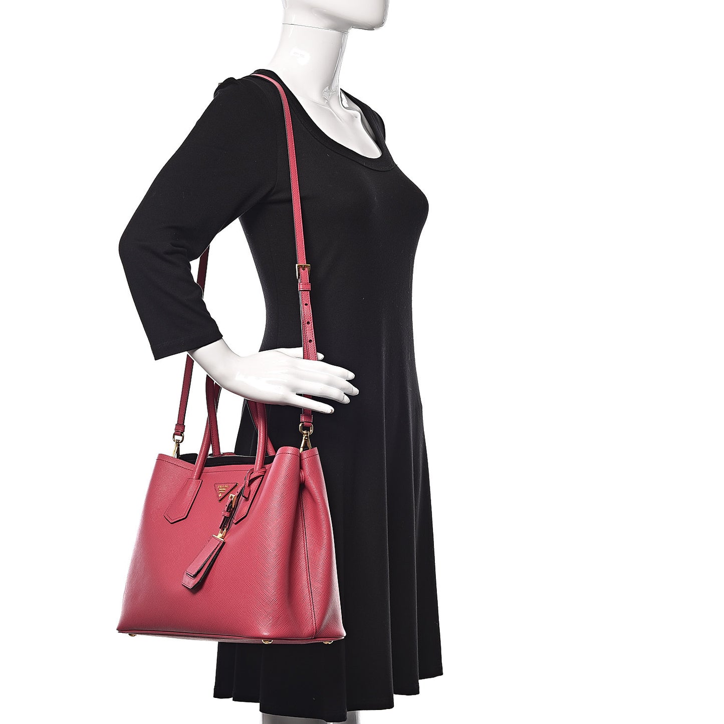 Saffiano Cuir Medium Double Bag Peonia