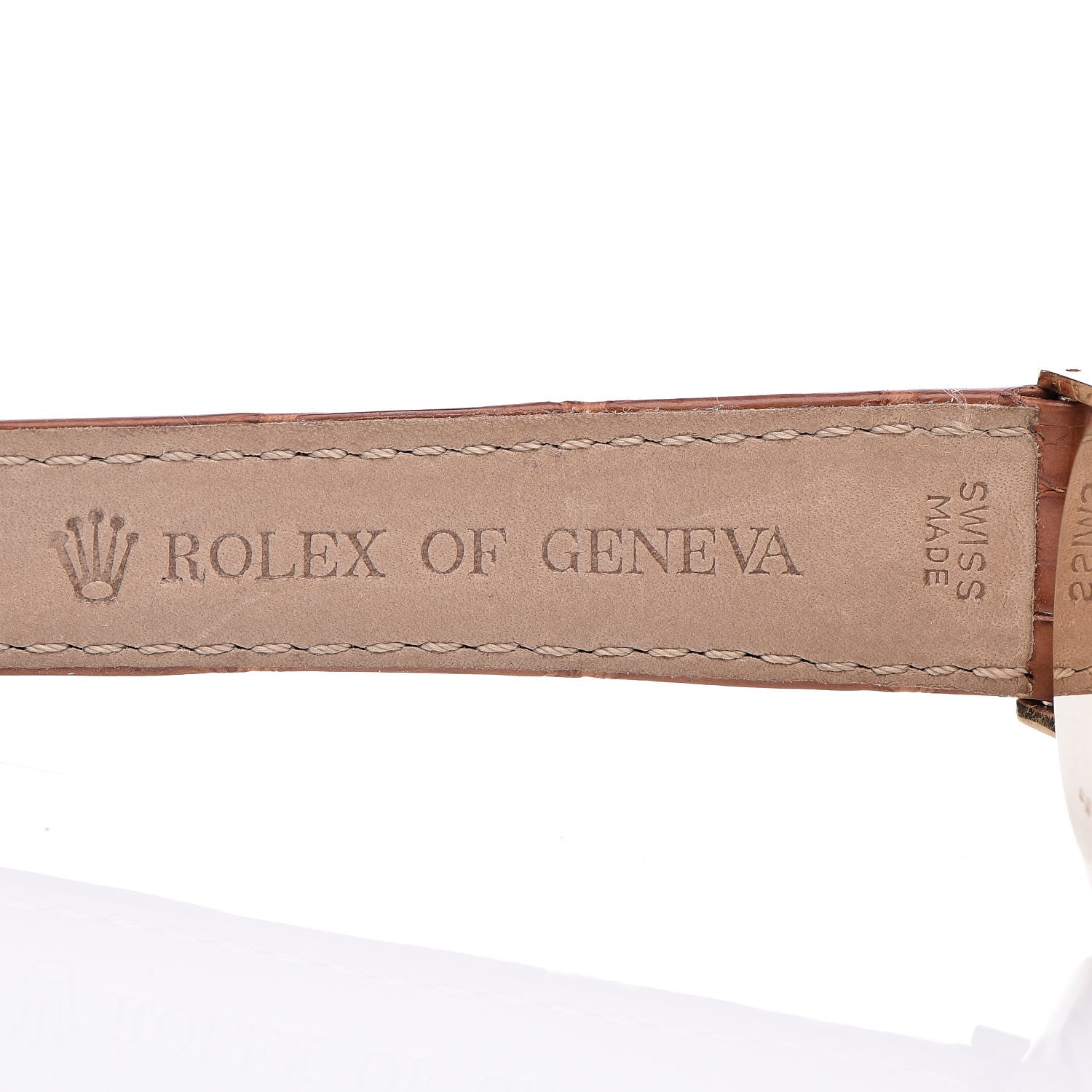 Rolex 18K Yellow Gold Alligator 32mm Cellini Watch White 4112 5 of 8