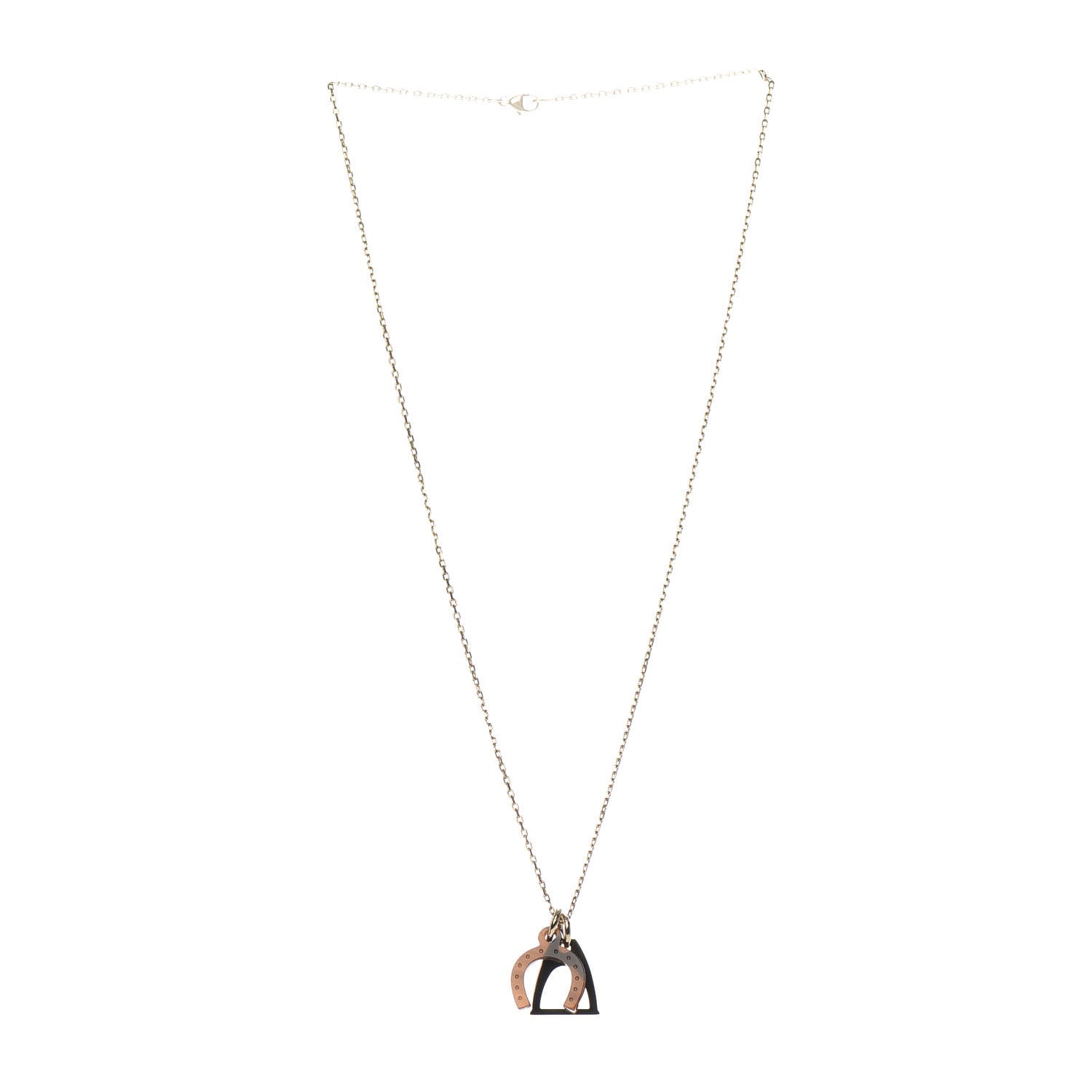 Hermes Permabrass Buffalo Horn Amulette Equestrian Pendant Necklace 3 of 6