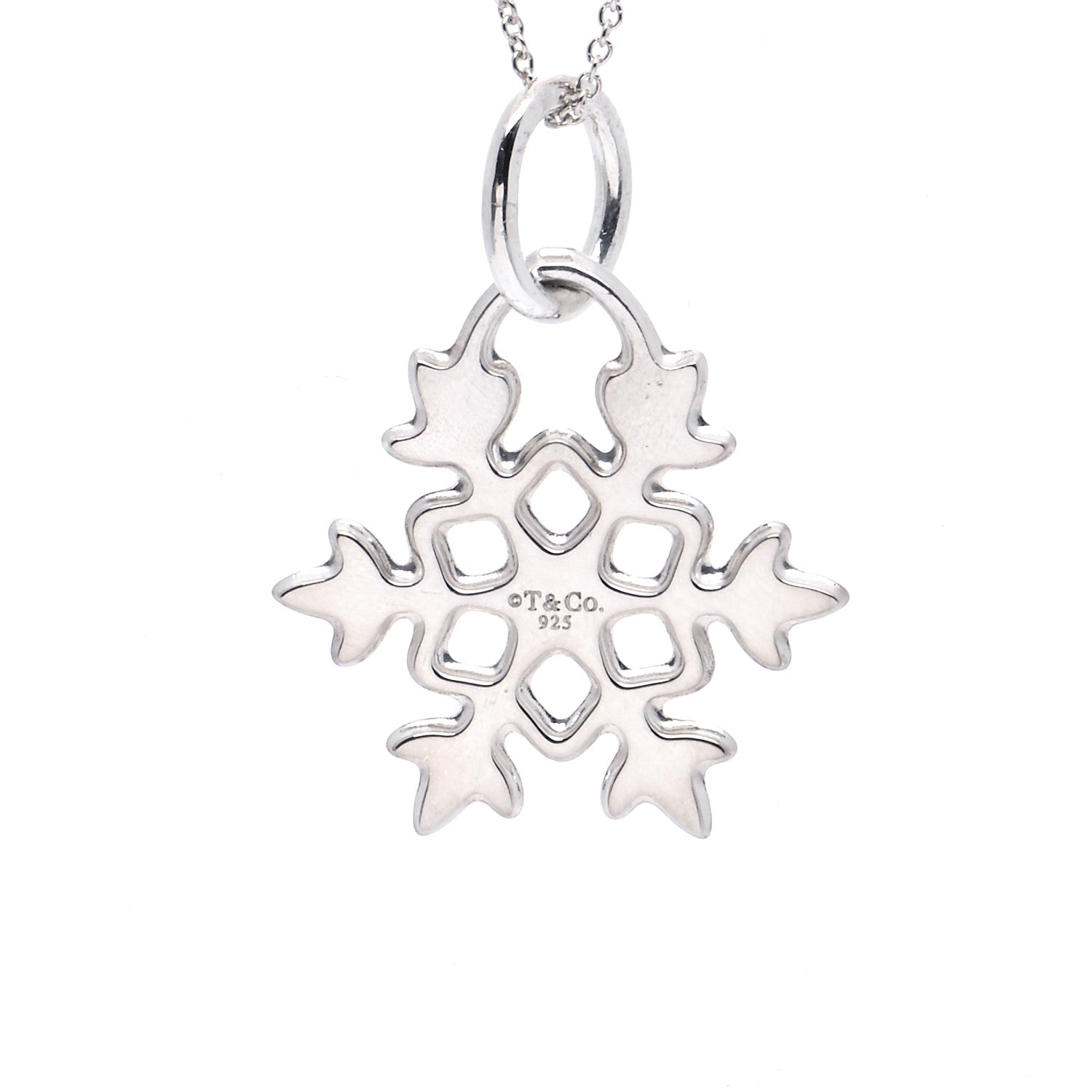 Tiffany Sterling Silver Snowflake Charm Pendant Necklace 4 of 7