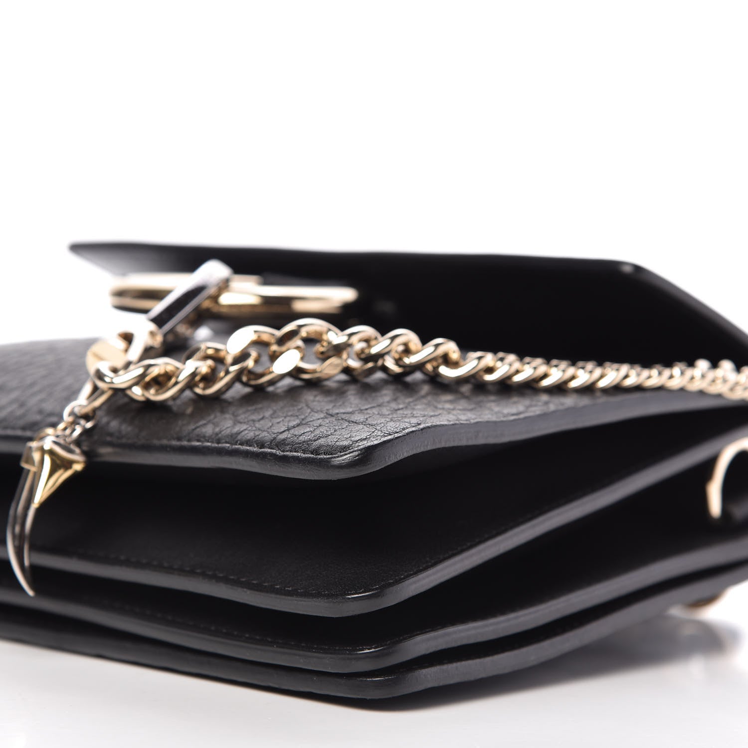 Chloe Large Grain Lambskin Shiny Goatskin Small Faye Shoulder Bag Black 7 of 9