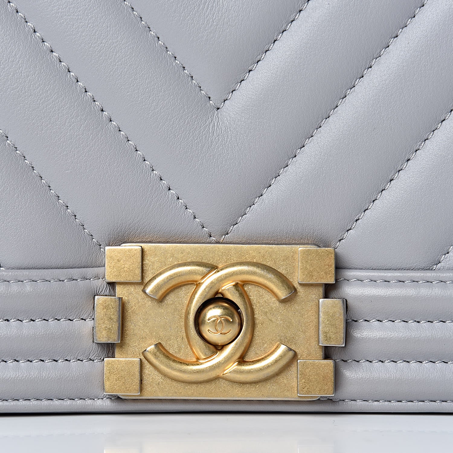 Chanel Calfskin Chevron Quilted Medium Boy Flap Grey 8 of 12