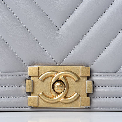 Chanel Calfskin Chevron Quilted Medium Boy Flap Grey 8 of 12
