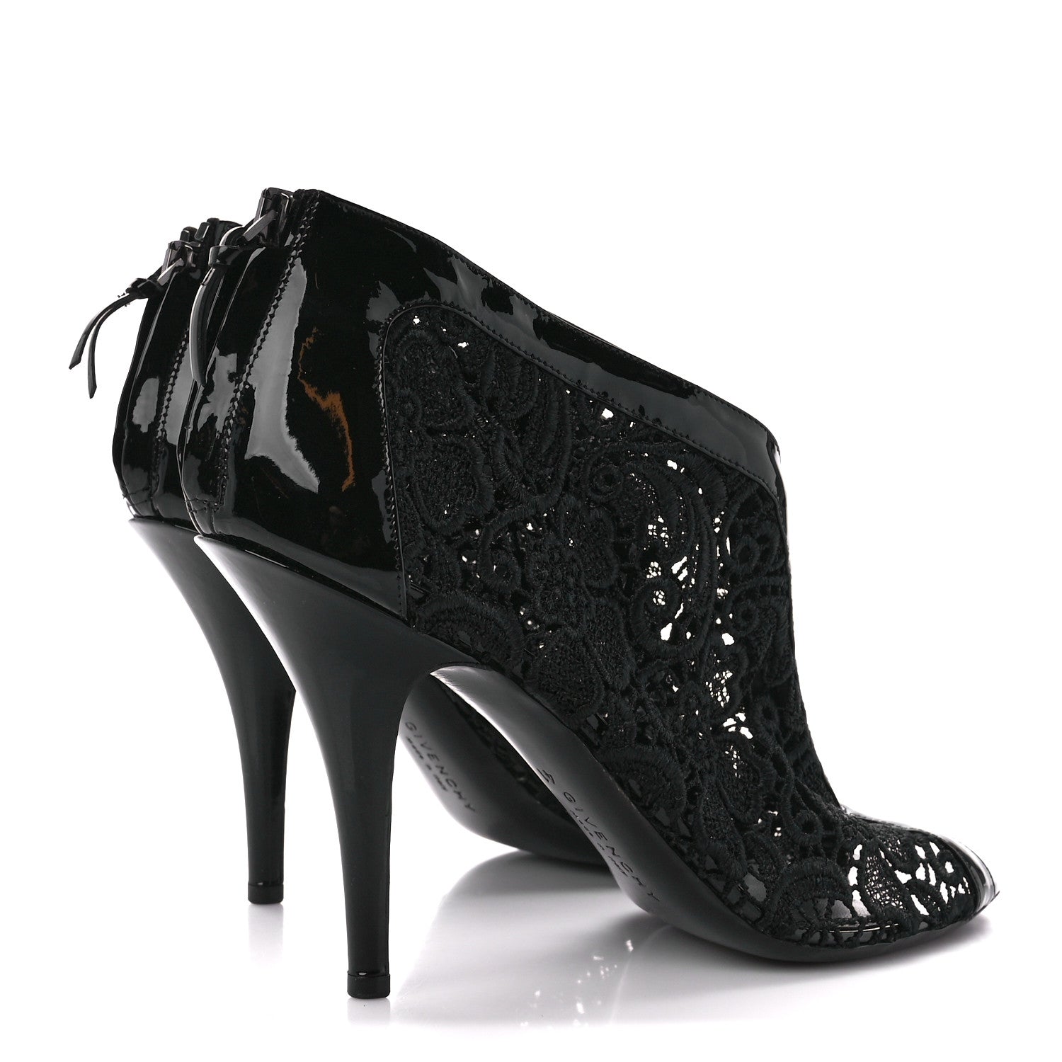 Givenchy Patent Emboirdered Peep Toe Ankle Booties 41 Black 4 of 8