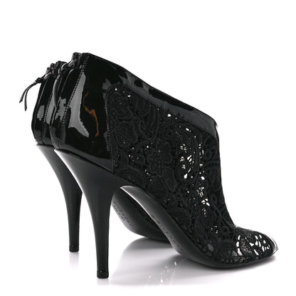 Givenchy Patent Emboirdered Peep Toe Ankle Booties 41 Black 4 of 8
