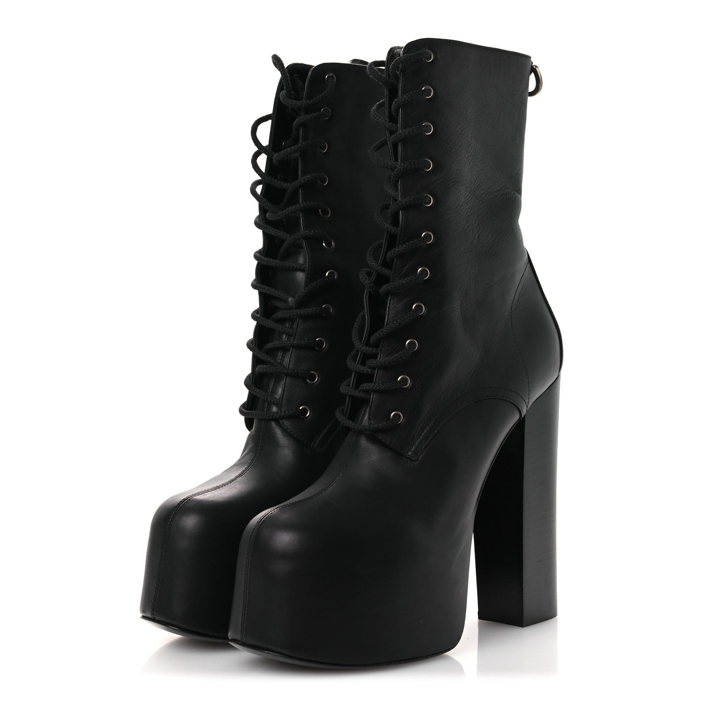 Calfskin Mina Lace Up Platform Boots 40 Black