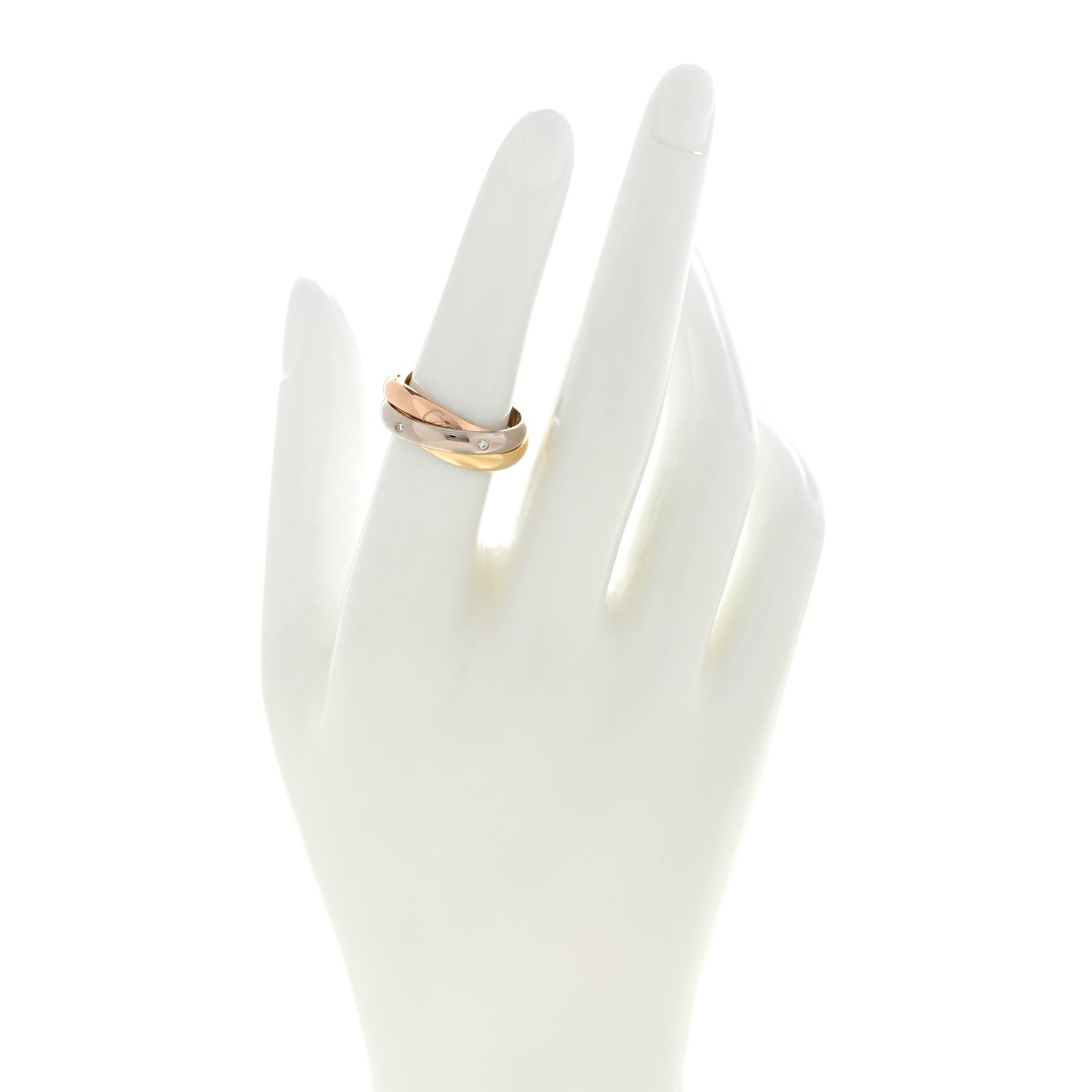 18K Pink Yellow White Gold Diamond Trinity Ring 52 6