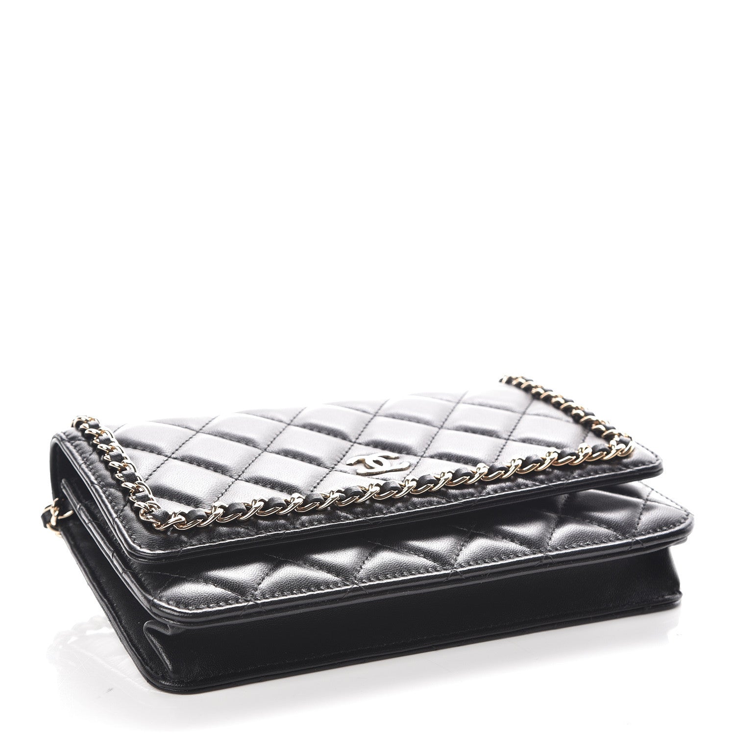 Chanel Lambskin Quilted Chain Around Wallet On Chain WOC Black 4 of 11