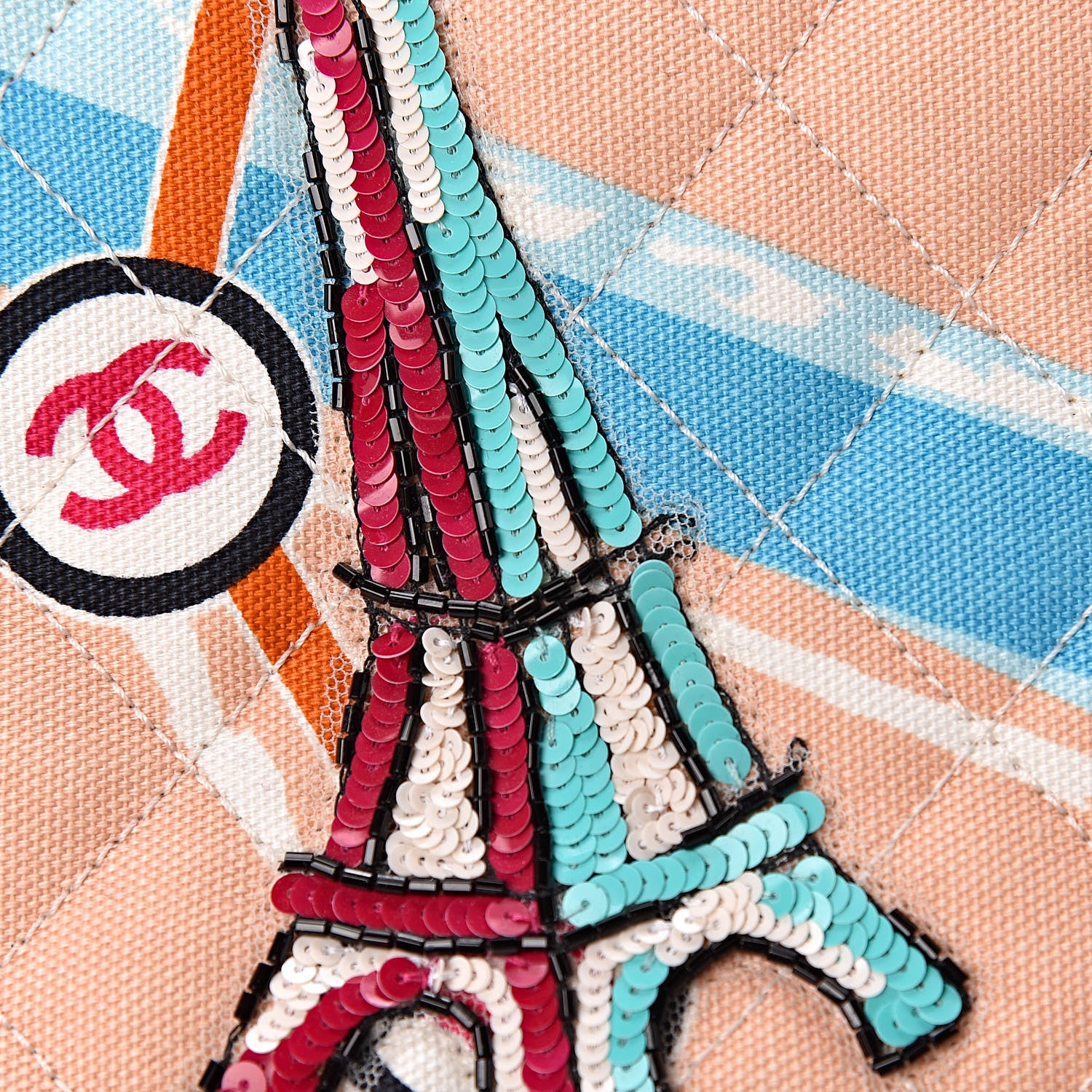 Chanel Canvas Printed Eiffel Tower Shoulder Bag 12 of 15