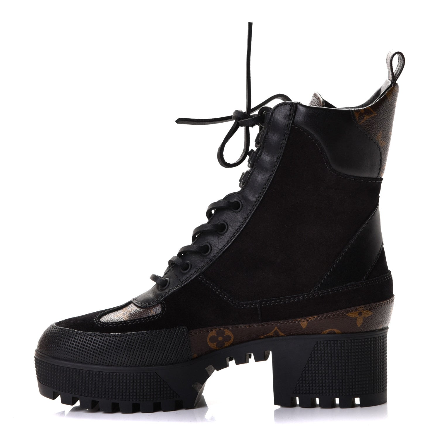 Louis Vuitton Suede Calfskin Monogram Laureate Platform Desert Boots 38 Black 1 of 6