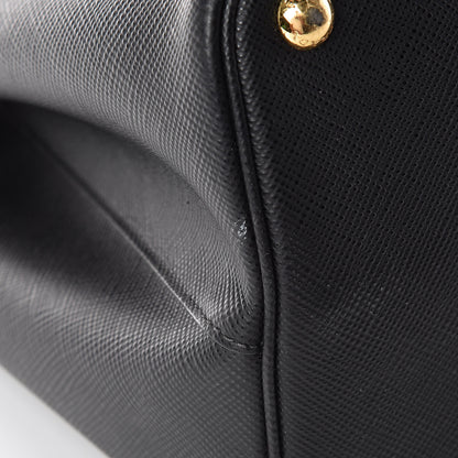 Prada Saffiano Cuir Large Double Bag Black Fuoco 18 of 23