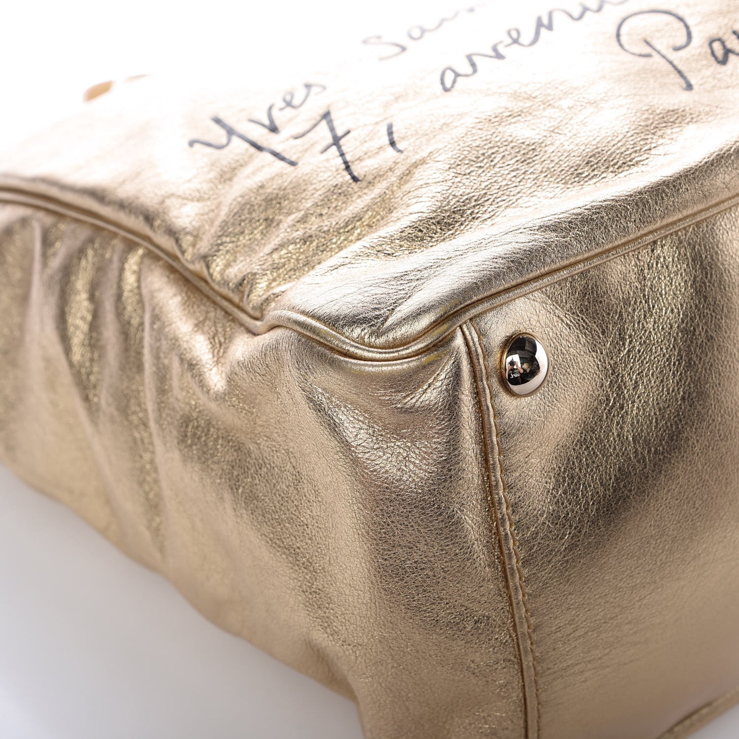 Metallic Calfskin Y-Mail Tote Gold