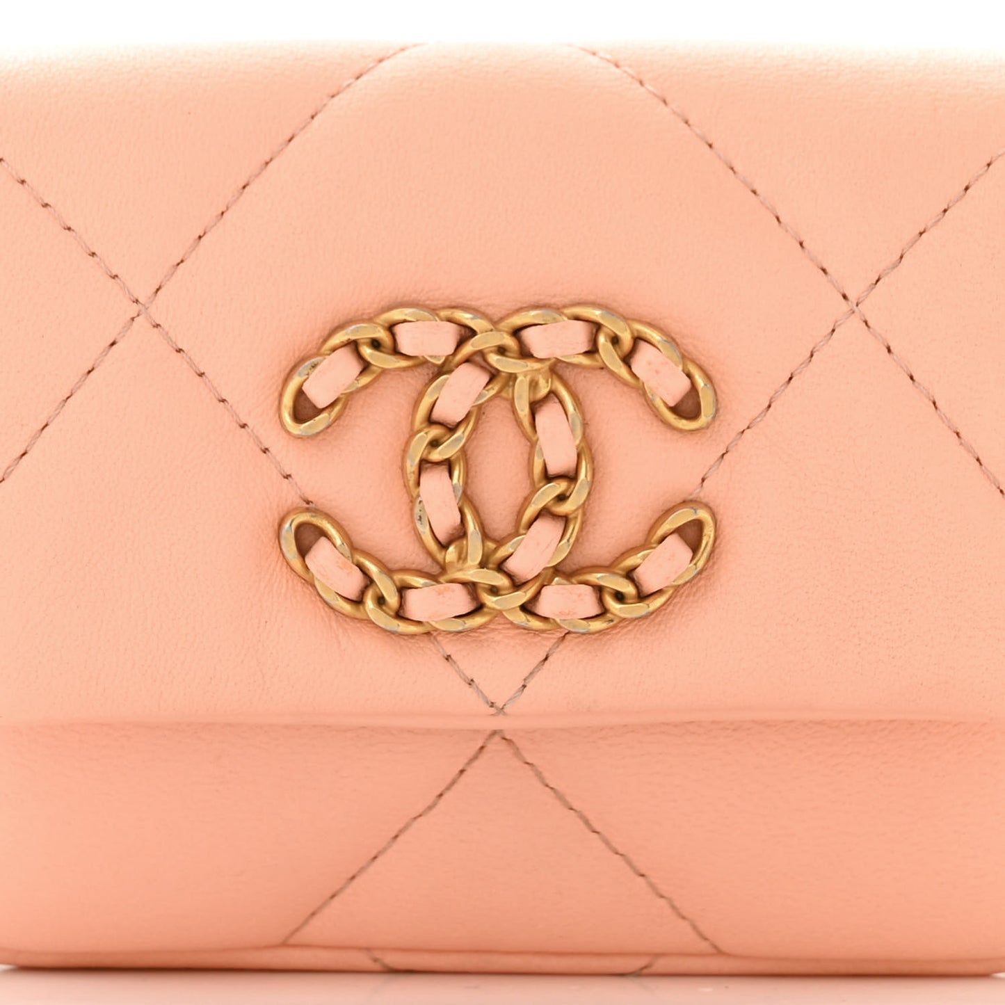 Lambskin Quilted Chanel 19 Flap Belt Bag Light Orange