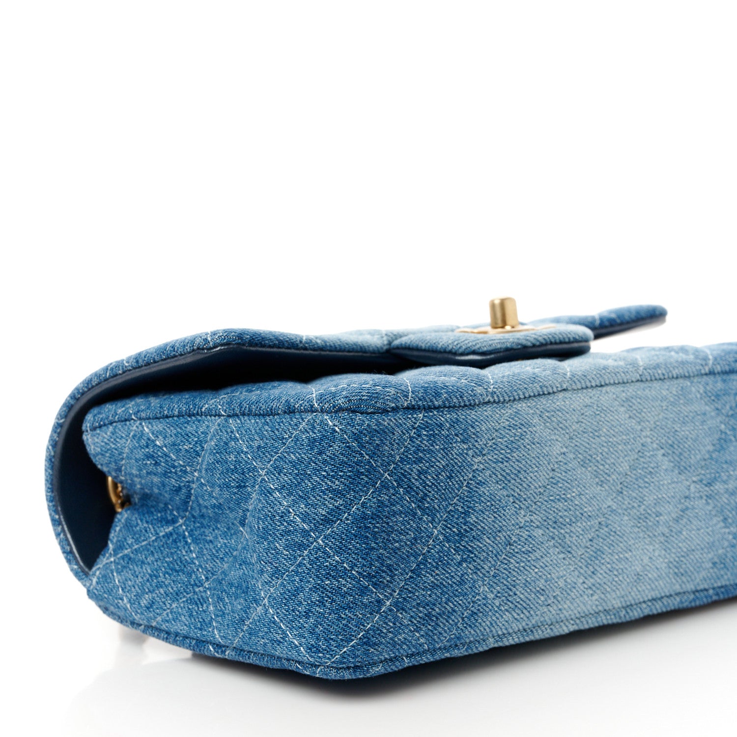 Chanel Washed Denim Quilted Mini Rectangular Flap Blue 10 of 12