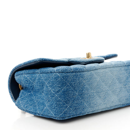 Chanel Washed Denim Quilted Mini Rectangular Flap Blue 10 of 12