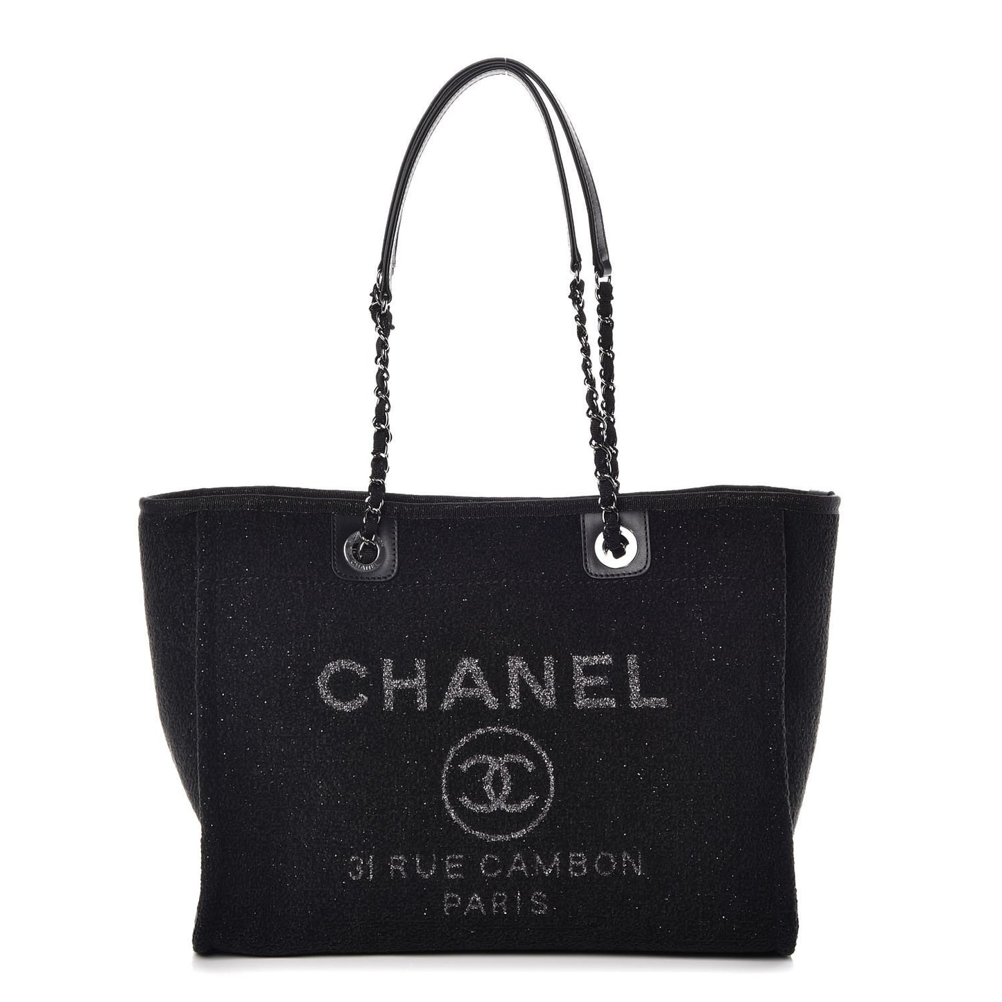 Lurex Boucle Small Deauville Tote Black