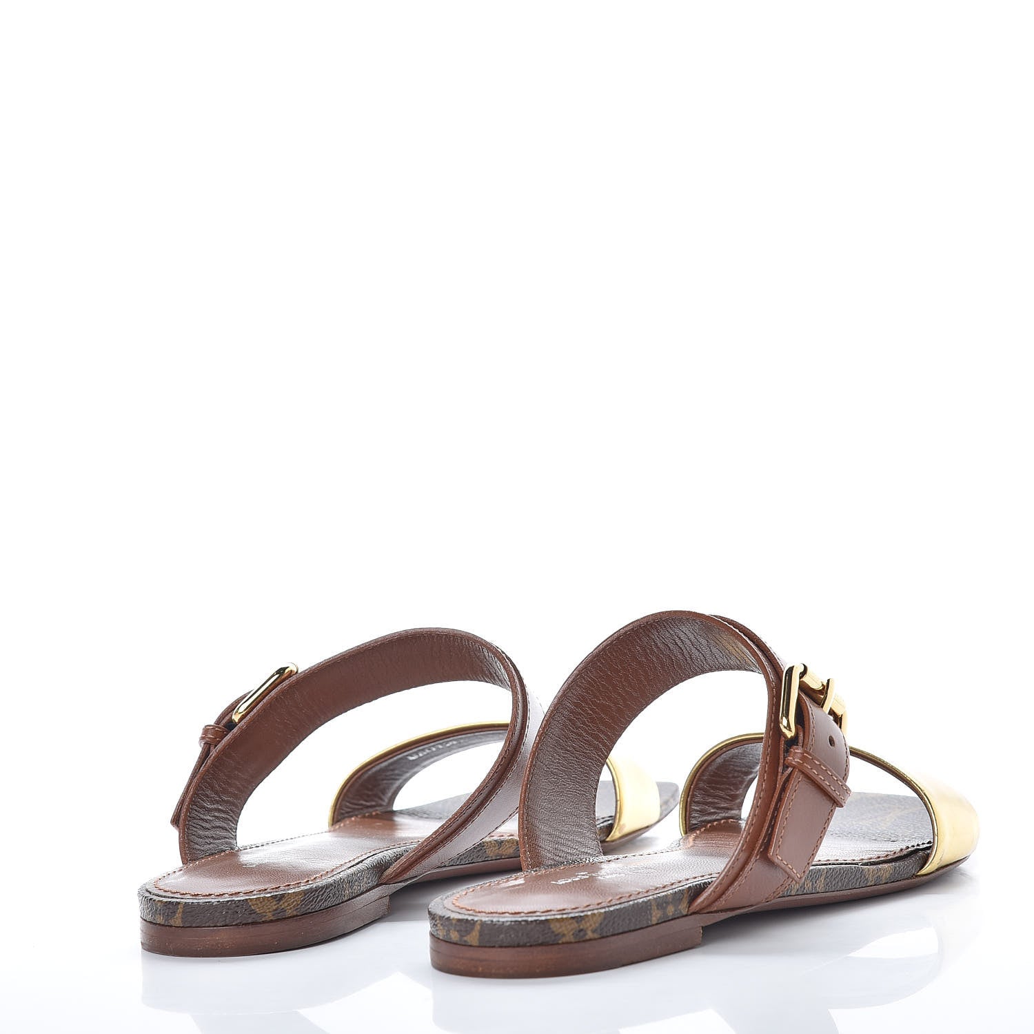 Louis Vuitton Calfskin Monogram Golden Bloom Flat Sandals 36 Gold 3 of 10