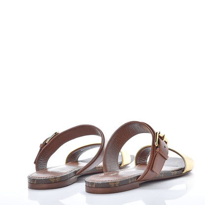 Louis Vuitton Calfskin Monogram Golden Bloom Flat Sandals 36 Gold 3 of 10