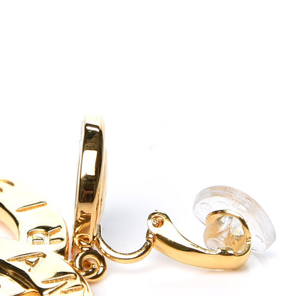 Chanel Metal Large Paris Button Clip On Earrings Gold 3 of 5